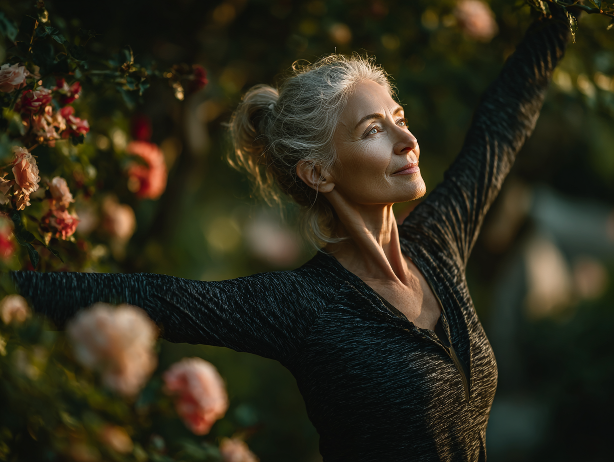 Група людей різного віку на занятті йогою